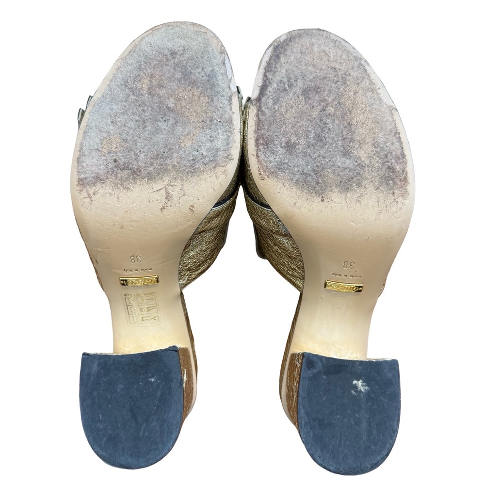 Gucci GG Marmont Metallic Gold Fringe Mule Sandals - Picture 7 of 15